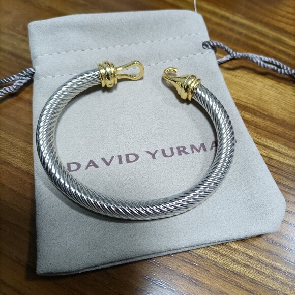 David Yurman Cable Classic Buckle Bracelet with 14K Gold,7mm - Picture 2 of 4